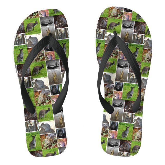 Australian Wildlife Collage, Flip Flops (Footbed)