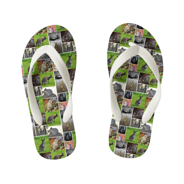 Australian Wildlife Collage, Kid's Flip Flops (Footbed)