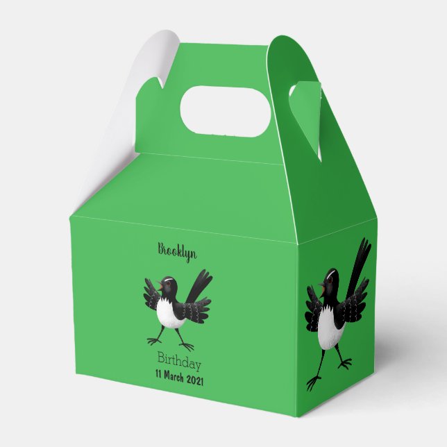 Australian Willie Wagtail cartoon  Favour Box (Front Side)