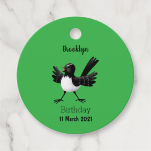 Australian Willie Wagtail cartoon  Favour Tags