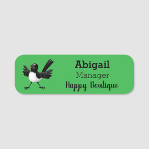 Australian Willie Wagtail cartoon  Name Tag