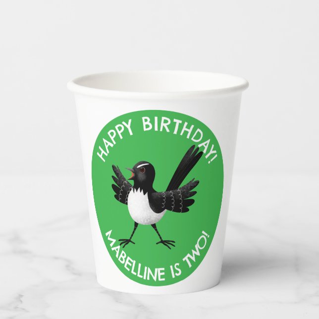 Australian Willie Wagtail cartoon  Paper Cups (Front)