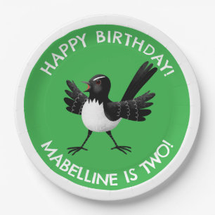 Australian Willie Wagtail cartoon  Paper Plate