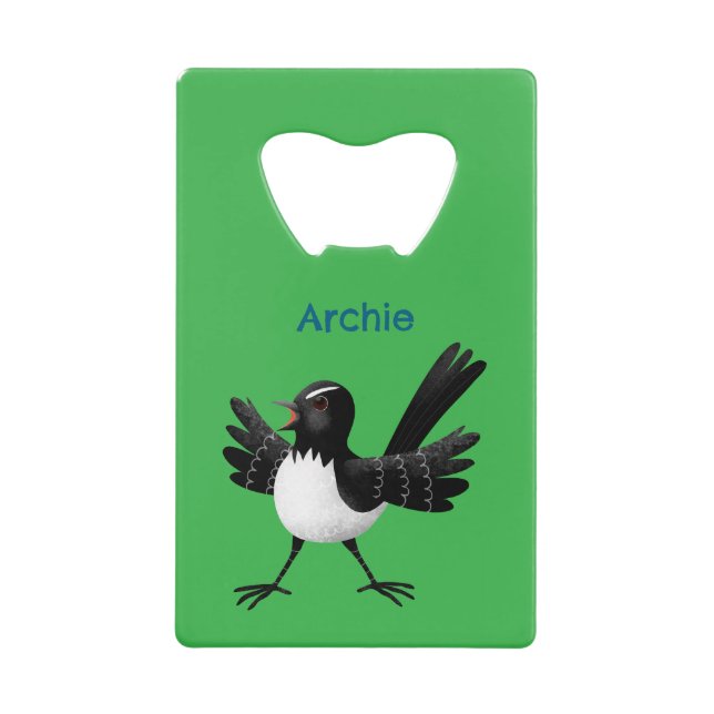 Australian Willie Wagtail cartoon personalised (Front)