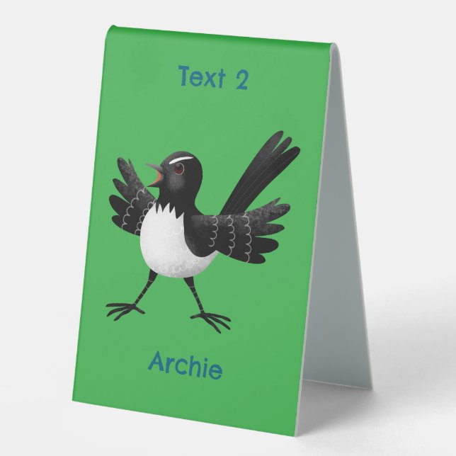 Australian Willie Wagtail cartoon personalised (Front)