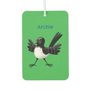 Australian Willie Wagtail cartoon personalised Car Air Freshener