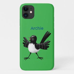 Australian Willie Wagtail cartoon personalised iPhone 11 Case