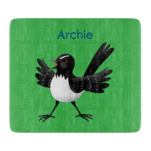 Australian Willie Wagtail cartoon personalised Cutting Board