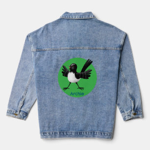 Australian Willie Wagtail cartoon personalised Denim Jacket