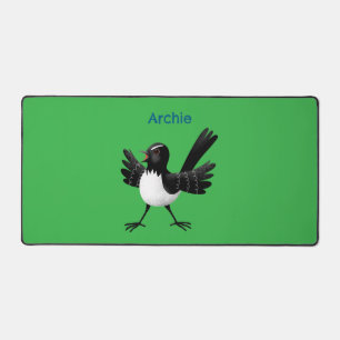 Australian Willie Wagtail cartoon personalised Desk Mat