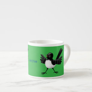 Australian Willie Wagtail cartoon personalised Espresso Cup