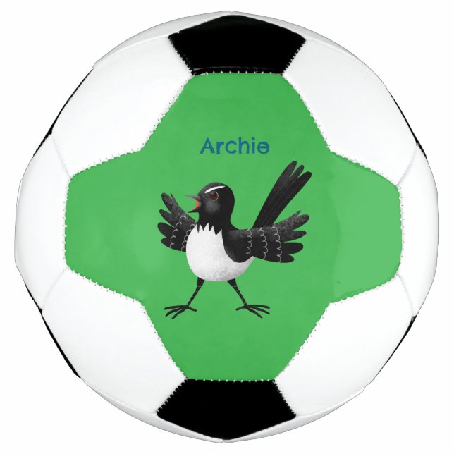 Australian Willie Wagtail cartoon personalised Football (Front)