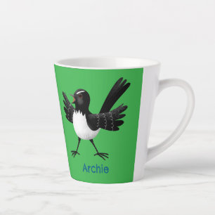 Australian Willie Wagtail cartoon personalised Latte Mug