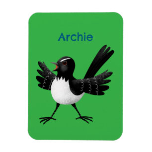 Australian Willie Wagtail cartoon personalised Magnet