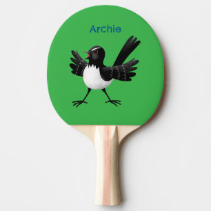 Australian Willie Wagtail cartoon personalised Ping Pong Paddle