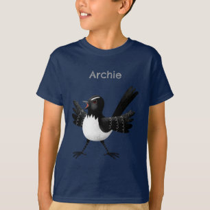 Australian Willie Wagtail cartoon personalised T-Shirt