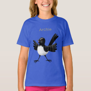 Australian Willie Wagtail cartoon personalised T-Shirt