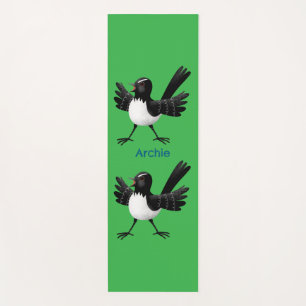 Australian Willie Wagtail cartoon personalised Yoga Mat
