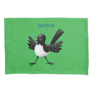 Australian Willie Wagtail cartoon personalized Pillowcase