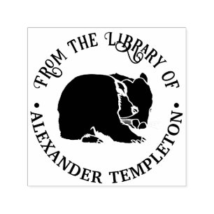 Australian Wombat Silhouette Library Book Name Self-inking Stamp