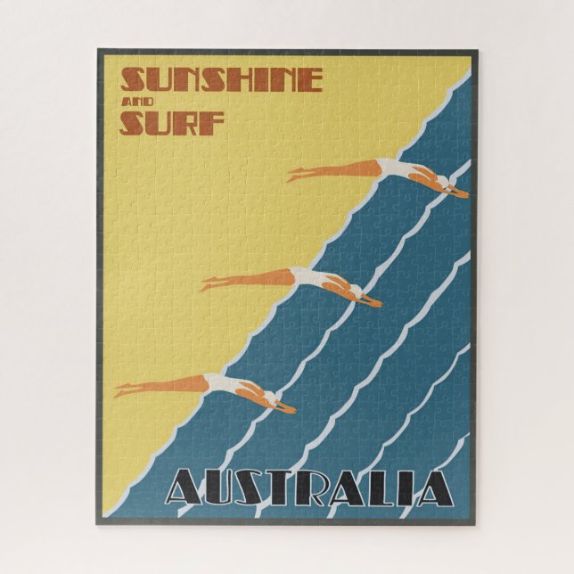 Australian Women Swimmers Vintage Travel poster Jigsaw Puzzle (Vertical)