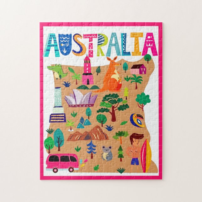Australia's Iconic Landmarks & Wildlife Poster Jigsaw Puzzle (Vertical)