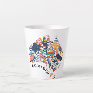 Australien Animal Map Latte Mug