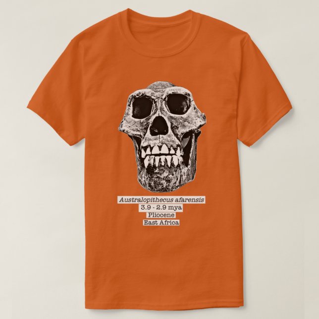 Australopithecus afarensis black bg  T-Shirt (Design Front)