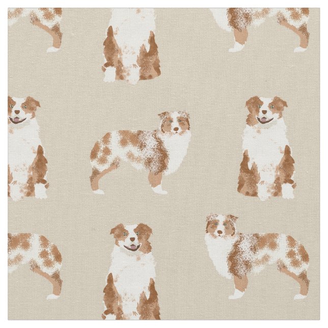 Austrarlian Shepherd red merle dog tan Fabric (Close Up)
