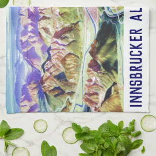 ‘Austria: 2021/today Tyrol - Innsbruck Panorama Tea Towel