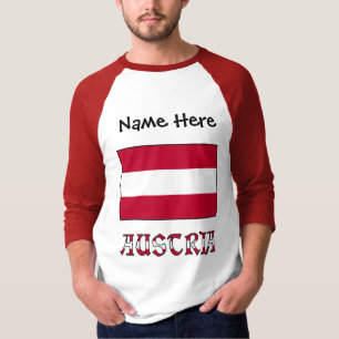 Austria and Austrian Flag Black Personalised T-Shirt