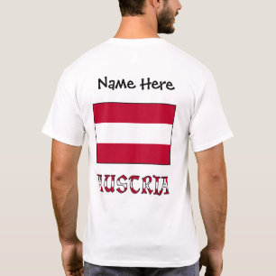 Austria and Austrian Flag Black Personalised T-Shirt