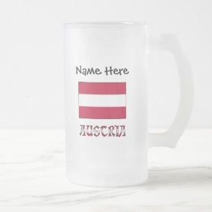 Austria and Austrian Flag Personalised Frosted Glass Beer Mug