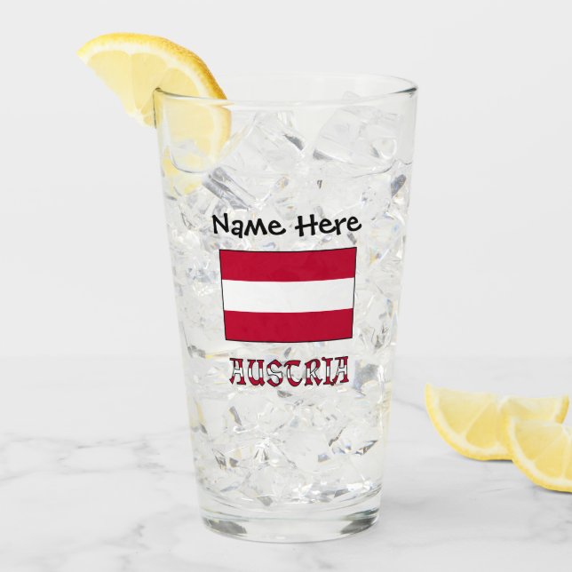 Austria and Austrian Flag Personalised  Glass (Front Ice)