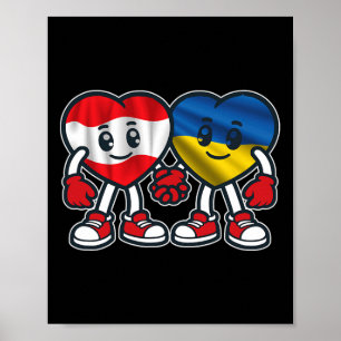 Austria And Ukraine Hearts Friendship Poster