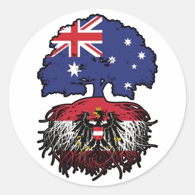 Austria Austrian Australian Australia Tree Roots Classic Round Sticker (Front)