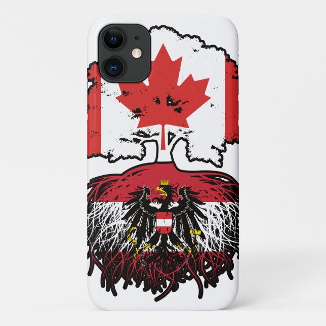 Austria Austrian Canadian Canada Tree Roots Flag Case-Mate iPhone Case (Back)