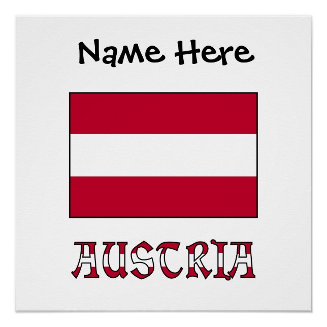 Austria Austrian Flag Black Personalisation  Poster (Front)