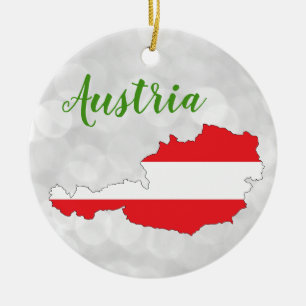 Austria Austrian Flag Map Ceramic Tree Decoration