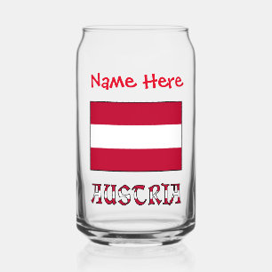 Austria Austrian Flag Red Personalisation Can Glass
