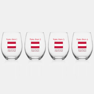 Austria Austrian Flag Red Personalisation Stemless Wine Glass