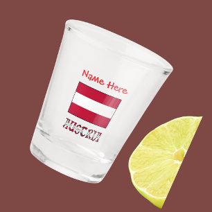 Austria Austrian Flag Red Personalized Shot Glass