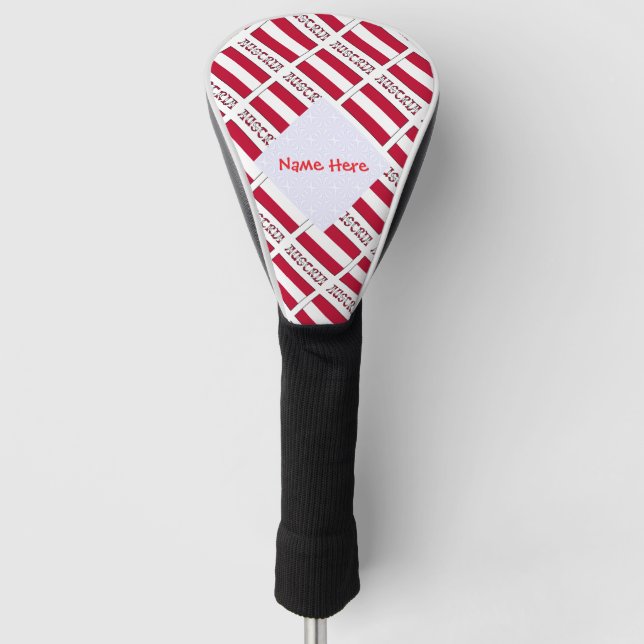 Austria Austrian Flag Tiled Personalised  Golf Head Cover (Front)