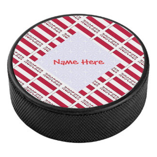 Austria Austrian Flag Tiled Red Personalised Hockey Puck
