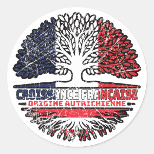 Austria Austrian French France Tree Roots Flag Classic Round Sticker