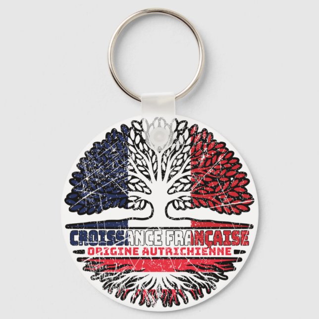 Austria Austrian French France Tree Roots Flag Key Ring (Front)