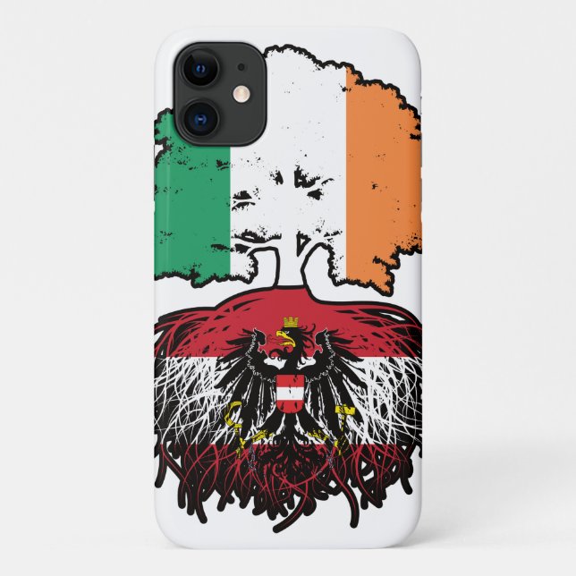 Austria Austrian Irish Ireland Tree Roots Flag Case-Mate iPhone Case (Back)