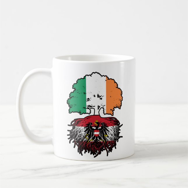 Austria Austrian Irish Ireland Tree Roots Flag Coffee Mug (Left)