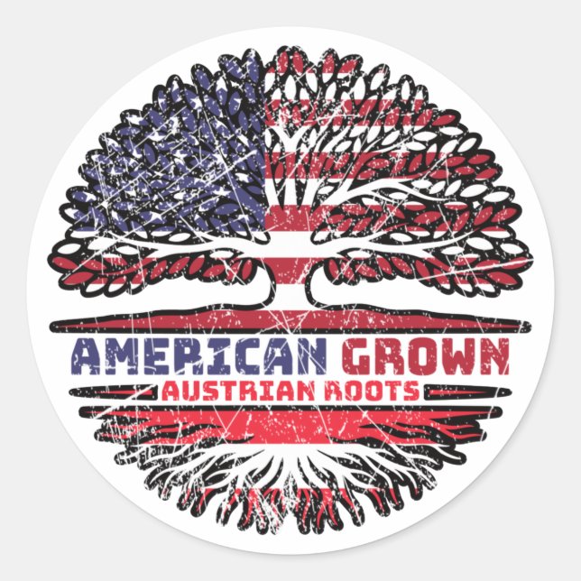 Austria Austrian US American USA United States Classic Round Sticker (Front)