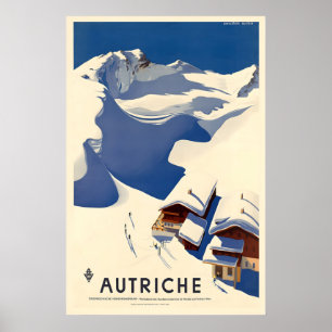 Austria Autriche Vintage Ski Poster - Framed Print